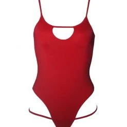 All Pole Wear Hamade Activewear Hollow Front Bodysuit - Red