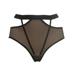 All Pole Wear Hamade Activewear Mesh Strappy High Waisted Bottoms - Black