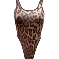 All Pole Wear Hamade Activewear Classic High-cut Bodysuit - Leopard