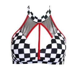 Hamade Activewear Halter Neck Top - Checkered Print All Pole Wear