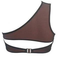 All Pole Wear Hamade Activewear Mesh One Shoulder Top - Black/Sand