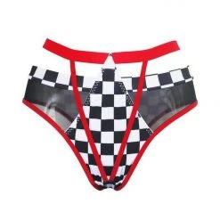All Pole Wear Hamade Activewear Strappy High Waisted Bottoms - Checkered Print
