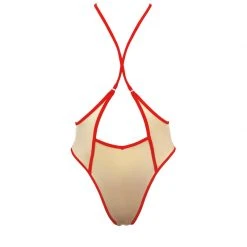 All Pole Wear Hamade Activewear High Waisted Sling Bottoms - Sand/Red