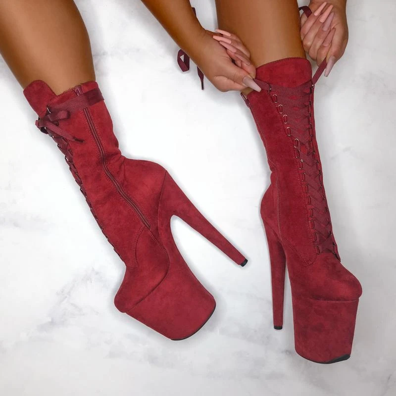 Best reviews of โจ Hella ๐ฅ Heels High BabyDoll 8inch Boots - Dark Red ๐ 5 Hella Heels High BabyDoll 8inch Boots - Dark Red