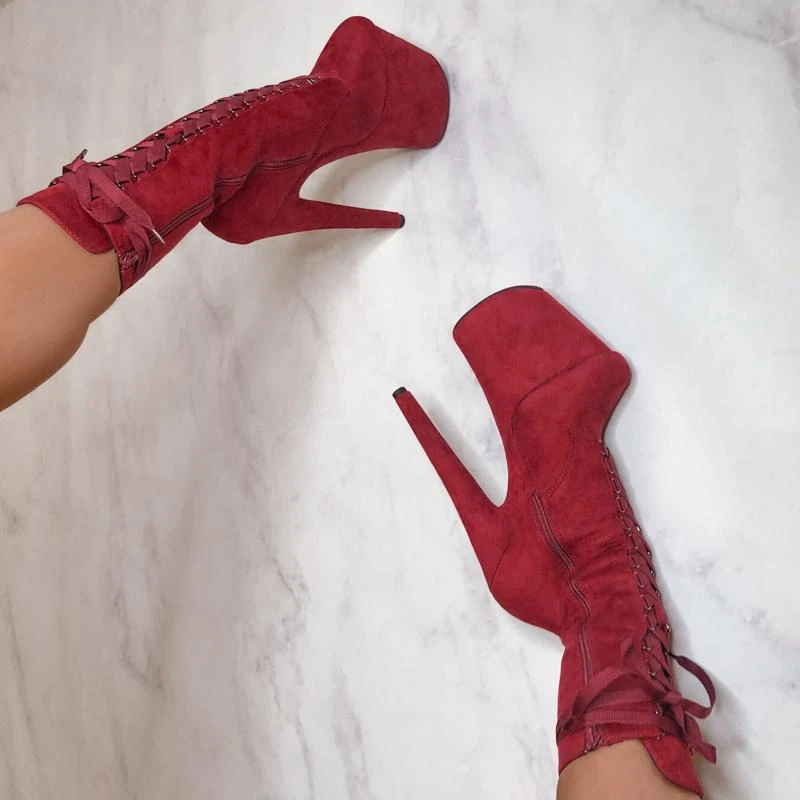 Best reviews of โจ Hella ๐ฅ Heels High BabyDoll 8inch Boots - Dark Red ๐ 4 Hella Heels High BabyDoll 8inch Boots - Dark Red