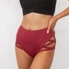 Lunalae High Waist Cross Section Shorts - Wine