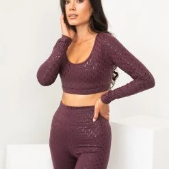 Promo ❤️ All Pole Wear Lunalae Sticky Grip Long Sleeved Top - Recycled Mulberry ❤️ 10 All Pole Wear Lunalae Sticky Grip Long Sleeved Top - Recycled Mulberry