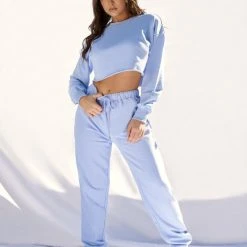 Creatures Of XIX Oversized Cropped Jumper - Powder Blue Plus Size Pole Wear