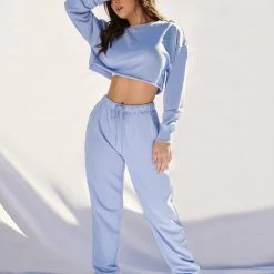 Creatures Of XIX Oversized Jogger Bottoms - Powder Blue Plus Size Pole Wear