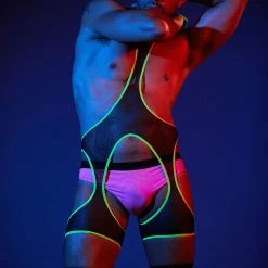 Rolling Peek-A-Boo Harness - Neon Plus Size Pole Wear