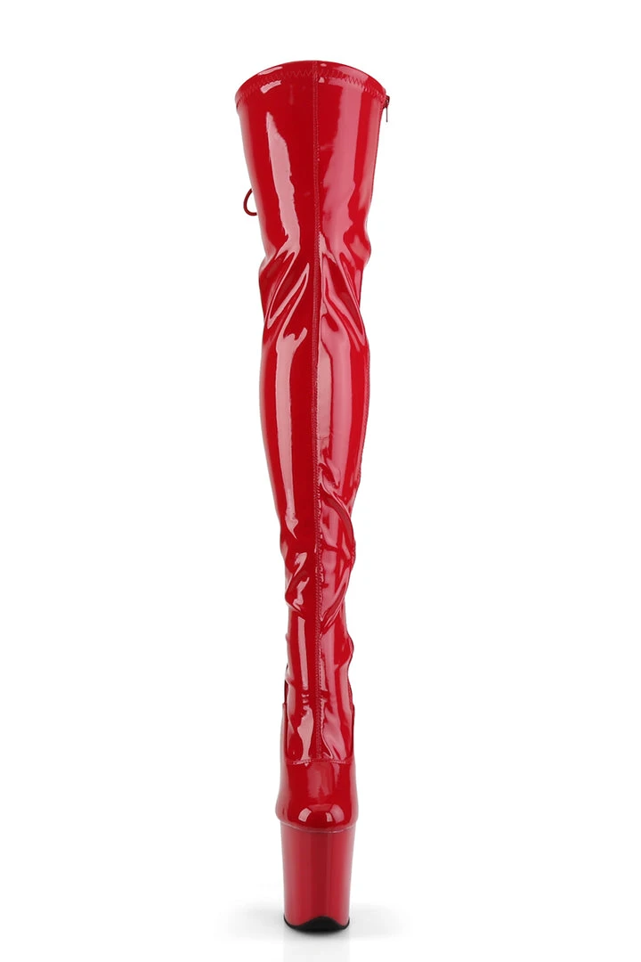 Budget ๐ Shoes Pleaser USA Flamingo-3063 8inch Thigh High Pleaser Boots - Patent Red ๐ 3 Shoes Pleaser USA Flamingo-3063 8inch Thigh High Pleaser Boots - Patent Red