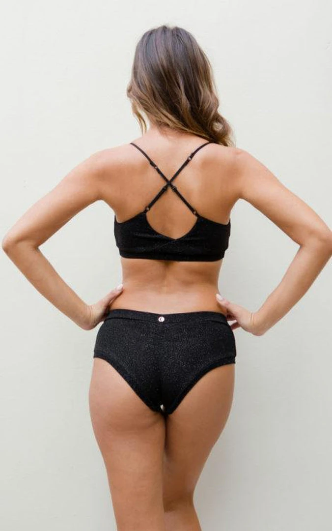 Budget 😀 Lunalae Luminous Low Waist Shorts - Black Sparkle ❤️ 7 Lunalae Luminous Low Waist Shorts - Black Sparkle