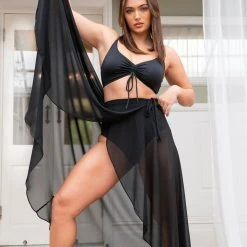 Lunalae High Waist Wrap Dance Skirt - Black