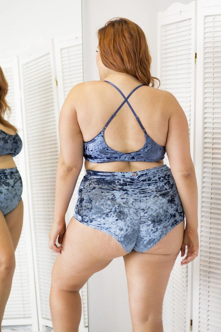 Discount 👏 All Pole Wear Lunalae Delphine Top - Gunmetal Velvet ✨ 4 All Pole Wear Lunalae Delphine Top - Gunmetal Velvet