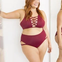 Hot Sale 🎁 Lunalae Khloe High Waisted Shorts - Wine 😍 11 Lunalae Khloe High Waisted Shorts - Wine