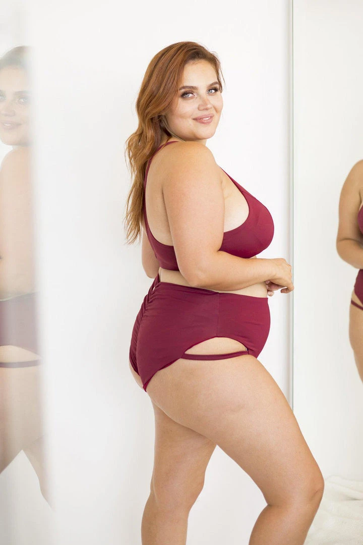 Hot Sale 🎁 Lunalae Khloe High Waisted Shorts - Wine 😍 6 Lunalae Khloe High Waisted Shorts - Wine