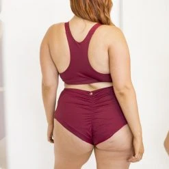 Hot Sale 🎁 Lunalae Khloe High Waisted Shorts - Wine 😍 13 Lunalae Khloe High Waisted Shorts - Wine