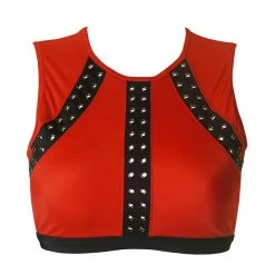 Hamade Activewear Eyelet High Neck Top - Scarlet/Black All Pole Wear