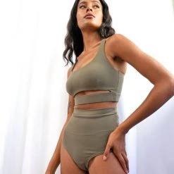 Lunalae Aliza High Waist Bottoms - Recycled Khaki All Pole Wear