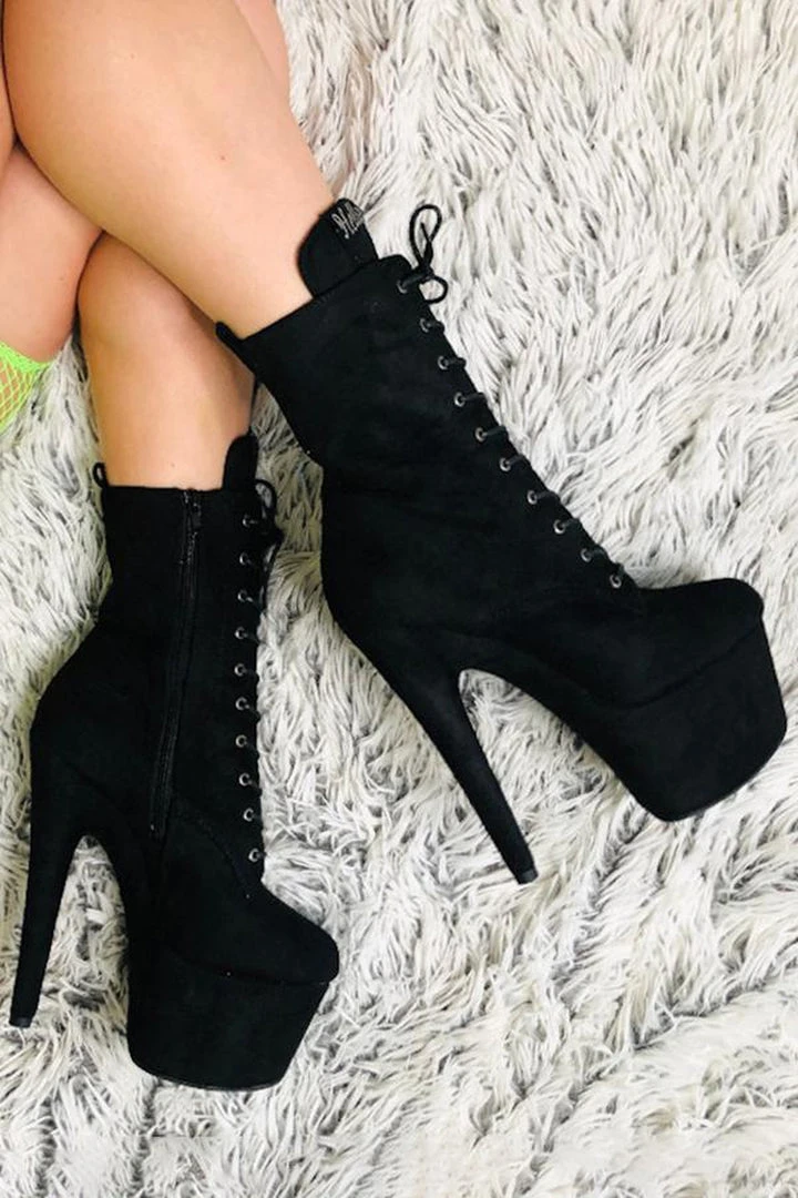 Brand new โ Hella ๐ Heels BabyDoll 7inch Boots - Black Back In Stock โจ 2 Hella Heels BabyDoll 7inch Boots - Black Back In Stock