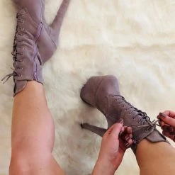 Wholesale ✔️ Hella Heels BabyDoll 8inch Boots - Lilac Mink 🔥 12 Hella Heels BabyDoll 8inch Boots - Lilac Mink