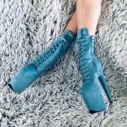 Hella Heels BabyDoll 8inch Boots - Baby Blue Shoes