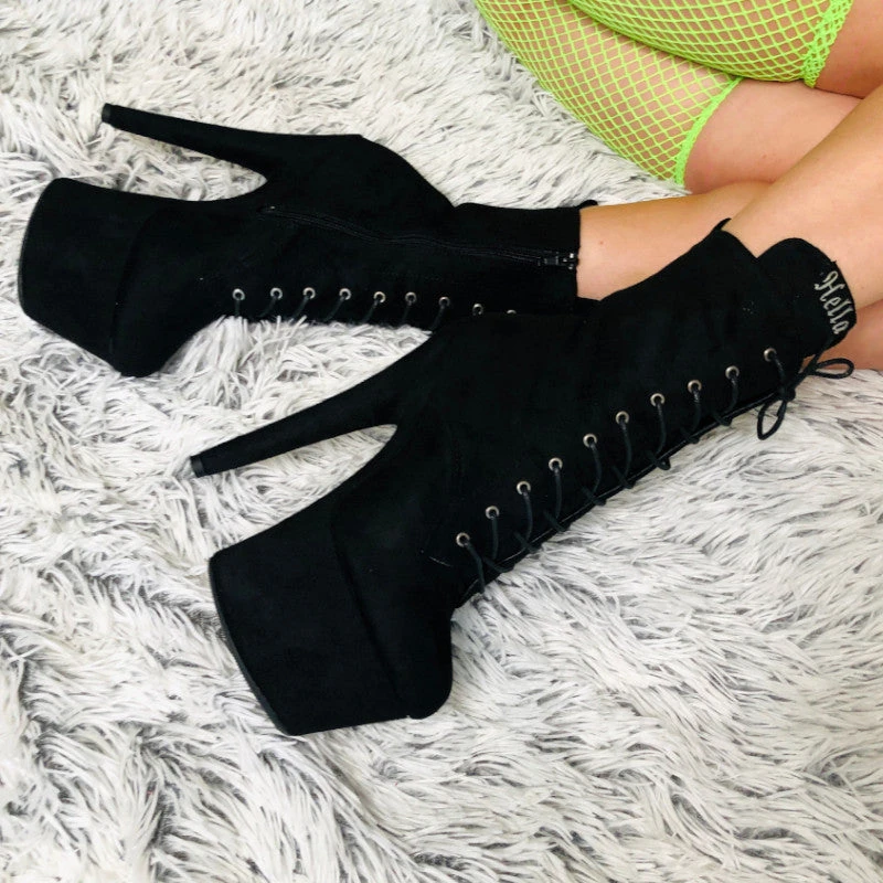 Brand new โ Hella ๐ Heels BabyDoll 7inch Boots - Black Back In Stock โจ 3 Hella Heels BabyDoll 7inch Boots - Black Back In Stock