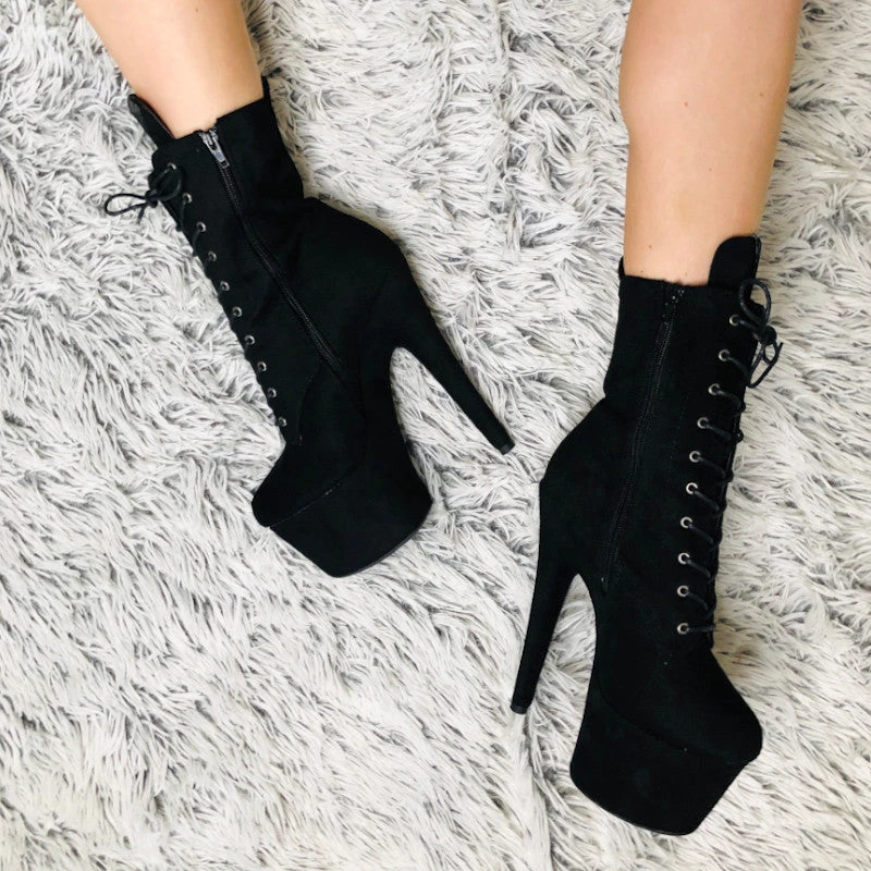 Brand new โ Hella ๐ Heels BabyDoll 7inch Boots - Black Back In Stock โจ 5 Hella Heels BabyDoll 7inch Boots - Black Back In Stock