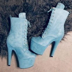 Best deal 🔥 Hella Heels BabyDoll 7inch Boots - Baby Blue Shoes 🌟 7 Hella Heels BabyDoll 7inch Boots - Baby Blue Shoes