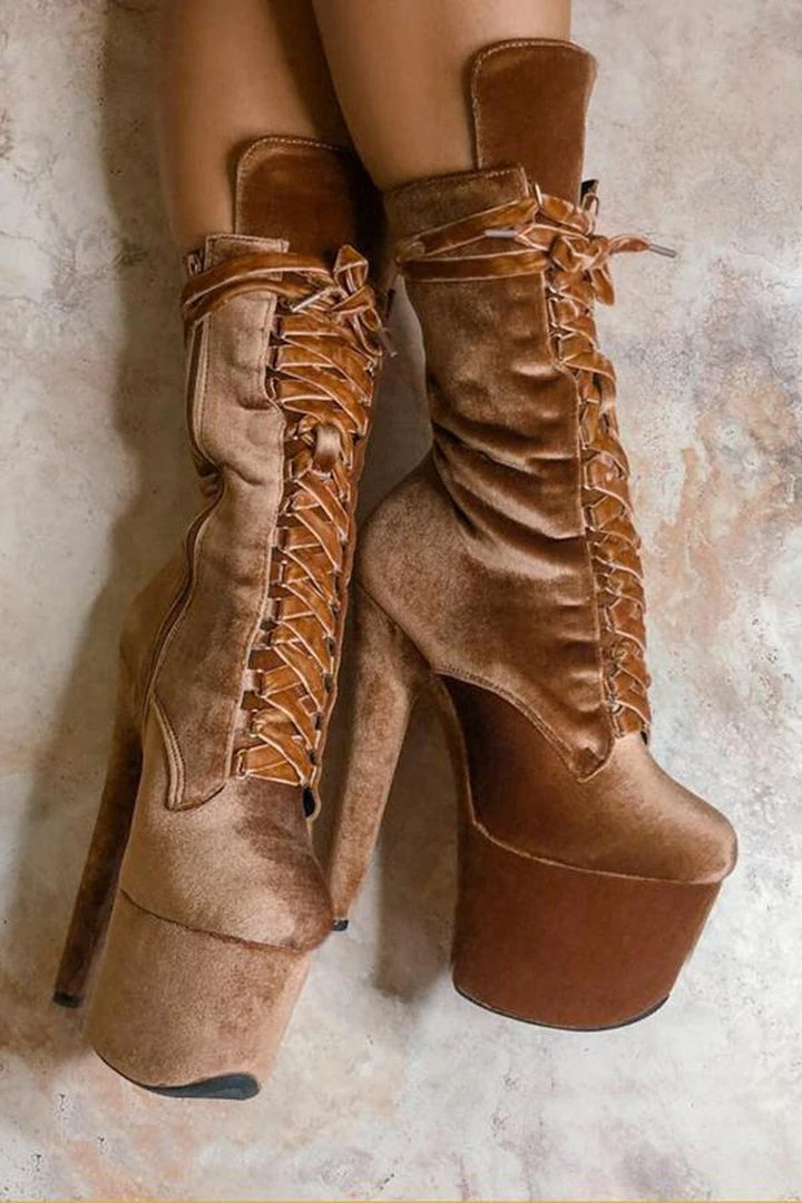 Top 10 โจ Hella Heels BabyDoll Velvet 7inch Boots - Moonshine Shoes ๐ 1 Hella Heels BabyDoll Velvet 7inch Boots - Moonshine Shoes