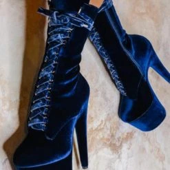 Hella Heels BabyDoll Velvet 7inch Boots - Old Money Shoes