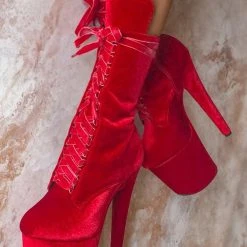 Brand new 🥰 Shoes Hella Heels BabyDoll Velvet 8inch Boots - Bad Blood ❤️ 9 Shoes Hella Heels BabyDoll Velvet 8inch Boots - Bad Blood