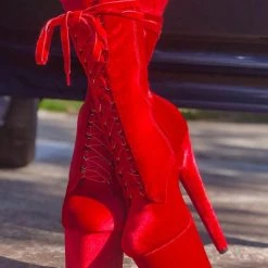 Brand new 🥰 Shoes Hella Heels BabyDoll Velvet 8inch Boots - Bad Blood ❤️ 10 Shoes Hella Heels BabyDoll Velvet 8inch Boots - Bad Blood