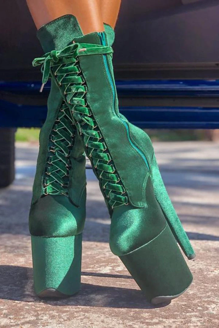 Best Sale ๐ฏ Hella Heels BabyDoll Velvet 8inch Boots - NY Gangster Shoes ๐ 2 Hella Heels BabyDoll Velvet 8inch Boots - NY Gangster Shoes