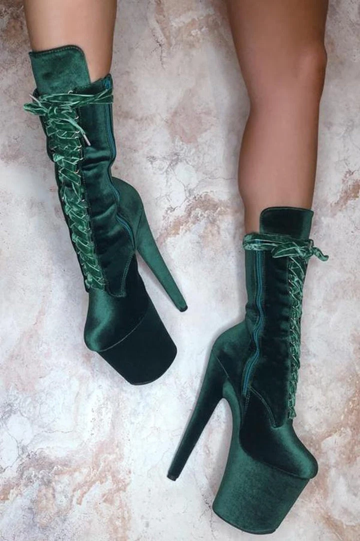 Best Sale ๐ฏ Hella Heels BabyDoll Velvet 8inch Boots - NY Gangster Shoes ๐ 3 Hella Heels BabyDoll Velvet 8inch Boots - NY Gangster Shoes