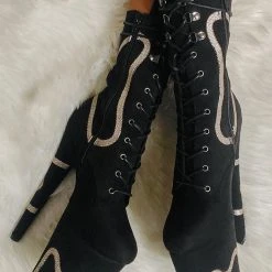 Hella Heels Snake In My Boot 8inch Boots - Black