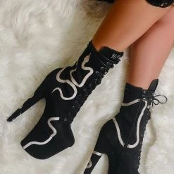 Pole Dancing Costume 33 Hella Heels Snake In My Boot 8inch Boots - Black