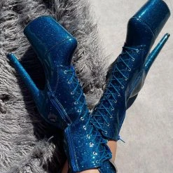 Hella Heels The Glitterati 8inch Boots - Skinny Dippin'