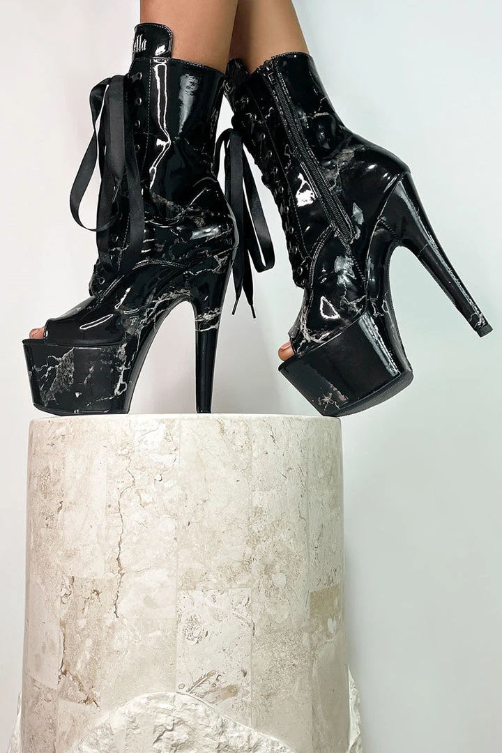 Hella Heels Renaissance Open Toe 7inch Boots - Confession Shoes