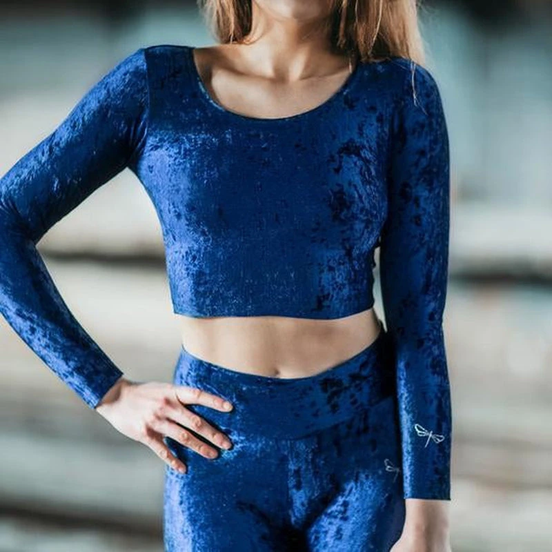 Cheap โค๏ธ Dragonfly Pavi Crop Top - Velvet Blue ๐ฅ 3 Dragonfly Pavi Crop Top - Velvet Blue
