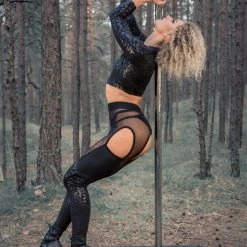 Back In Stock Paradise Chick Superhero Series Sticky Garter Leggings - Black Leopard