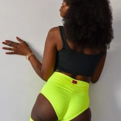 Pole Addict Basic Straps Garter Shorts - Neon Yellow