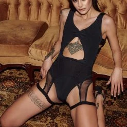 Paradise Chick Sirène Seamed Suspender Accessory - Black