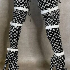 Hella Heels Branded Thigh High 8inch Boots - Black