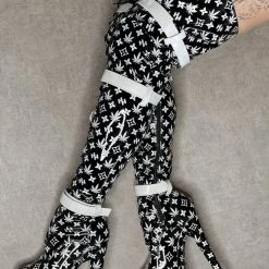 Hella Heels Branded Thigh High 8inch Boots - Black