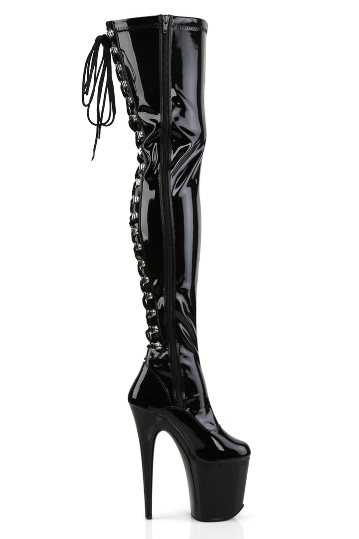 Best Pirce โค๏ธ Pleaser USA Flamingo-3063 8inch Thigh High Pleaser Boots - Patent Black Shoes ๐ 2 Pleaser USA Flamingo-3063 8inch Thigh High Pleaser Boots - Patent Black Shoes