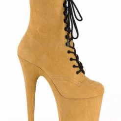 Shoes Pleaser USA Flamingo-1020FS Faux Suede 8inch Pleaser Boots - Mustard
