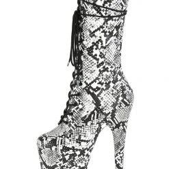 Pleaser USA Flamingo-1050SP 8inch Pleaser Boots - White Snake Shoes
