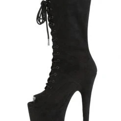 Best Pirce ๐ Pleaser USA Flamingo-1051FS Faux Suede 8inch Peep Toe Pleaser Boots - Black Shoes โค๏ธ 7 Pleaser USA Flamingo-1051FS Faux Suede 8inch Peep Toe Pleaser Boots - Black Shoes