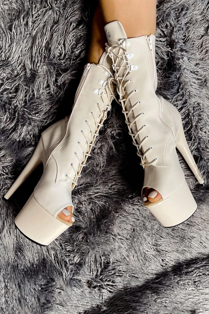 Outlet ⌛ Hella 🧨 Heels LipKit Open Toe 7inch 🥰 Boots - No Angel Shoes ✔️ 2 Hella Heels LipKit Open Toe 7inch Boots - No Angel Shoes